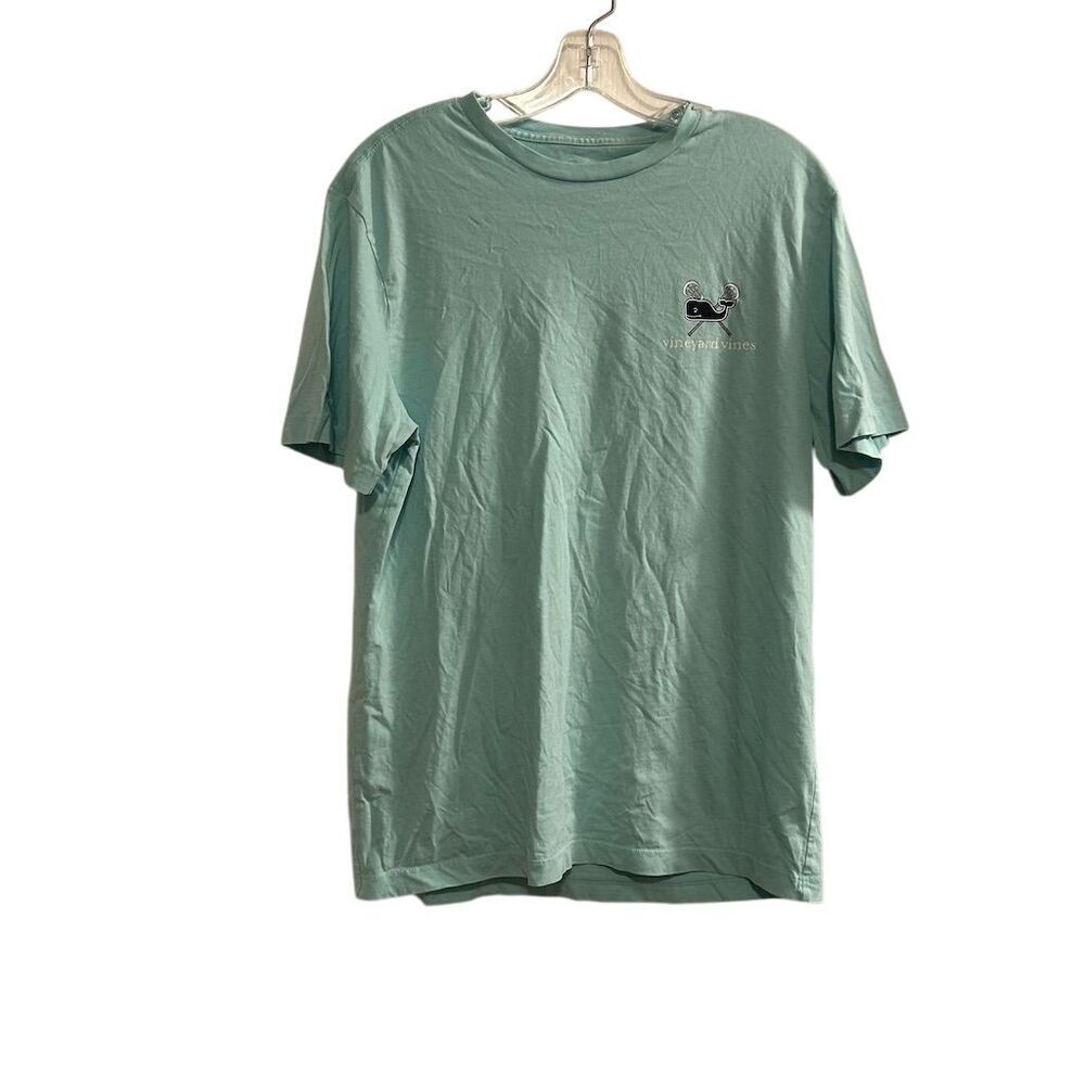 Vineyard Vines Women's Small Blue T-Shirt Casual‎ Whale Logo Lacrosse flaw